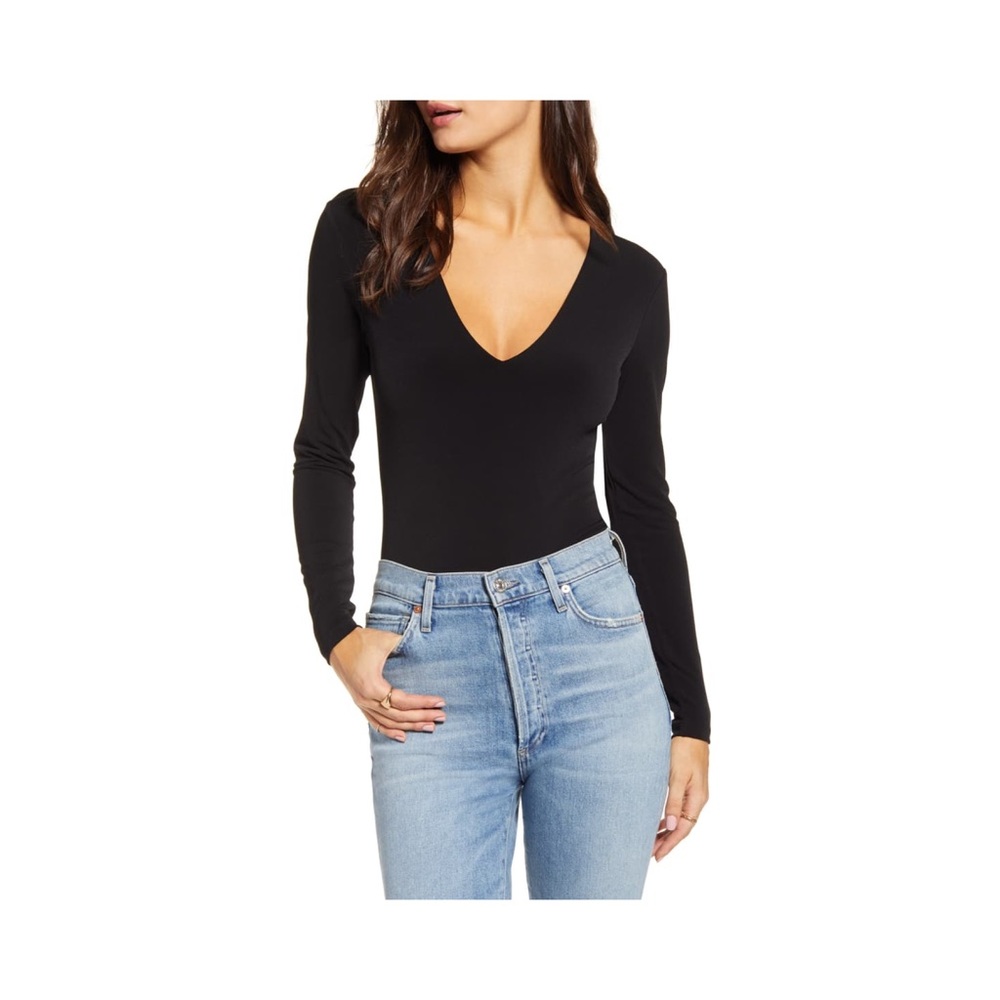 A black long sleeve body suite